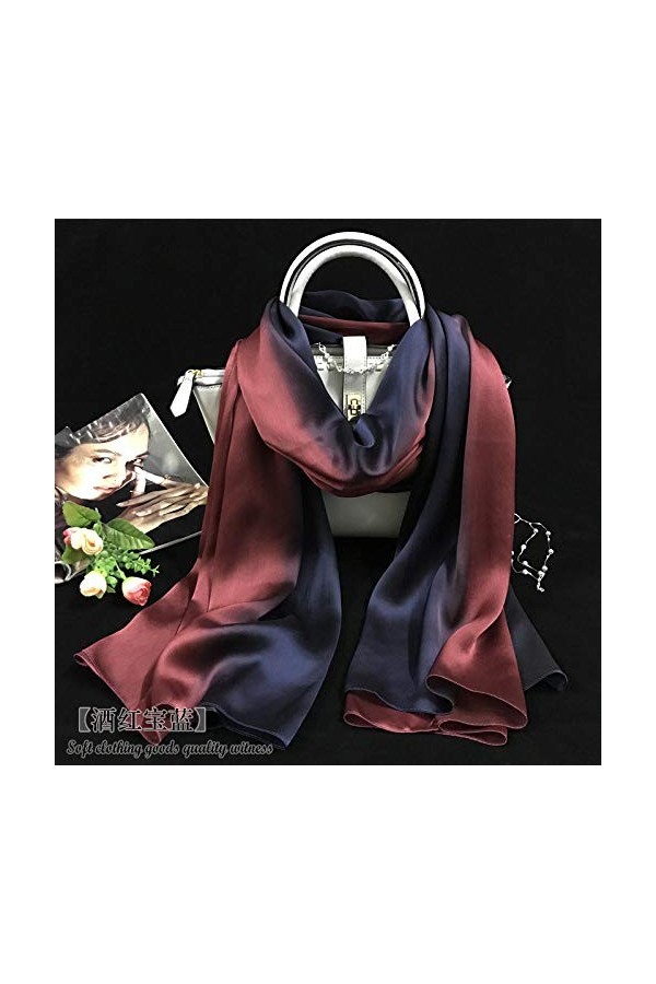 WLLLO Foulard en soie été femme foulard sauvage protection du cou longue soie de mûrier écharpe à double usage écran solaire 