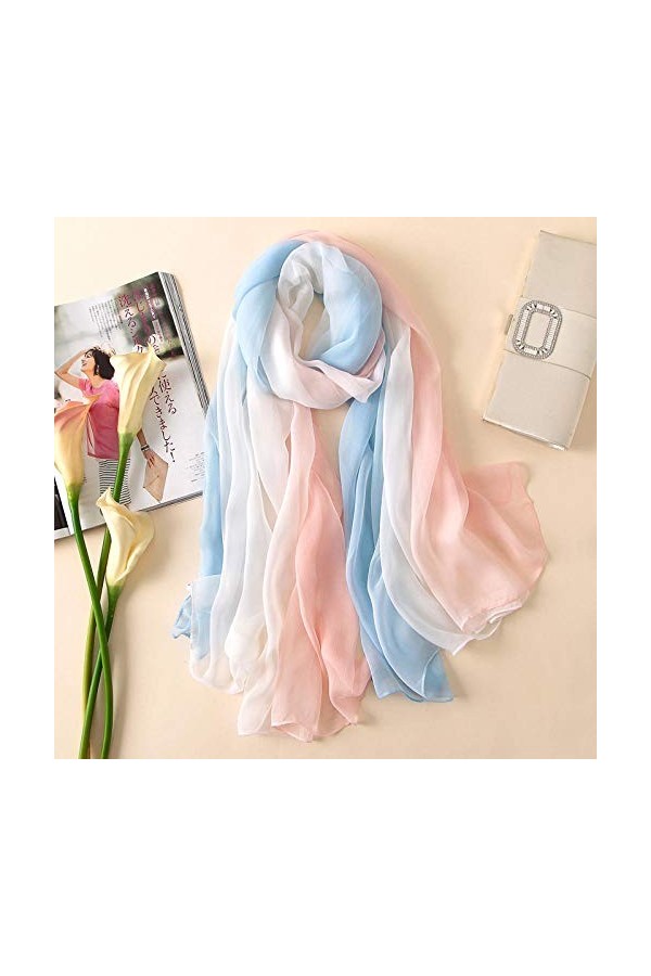 WLLLO Foulard femme mince longue section écharpe de cou écharpe écharpe serviette de plage crème solaire grand châle-G
