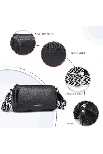 Miss Lulu Femmes Sacs à Bandoulière, Petits Sacs Portés Épaule, en Cuir PU, Sac Rond avec Courroie Large et Réglable