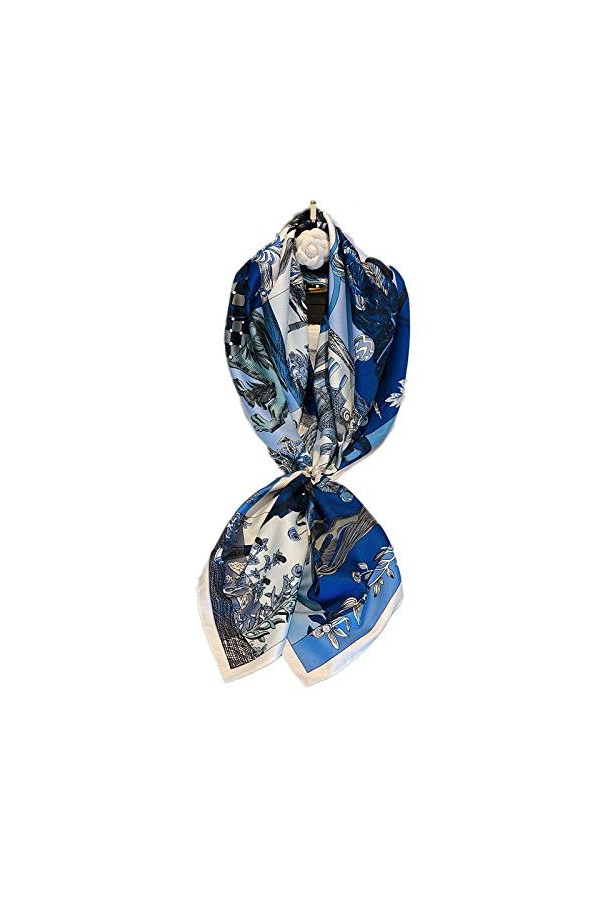 DSJSUG Écharpe carrée Douce Foulard Soyeux, écharpe en Soie Imitation Impression de Mode, Foulards carrés imprimés pour Femme