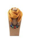 NYKK Châle Bijoux Pendentifs Colliers Écharpe Solide Chiffon Hijab Perles Bijoux Circular Pendentif Écharpe Femmes Décoratifs