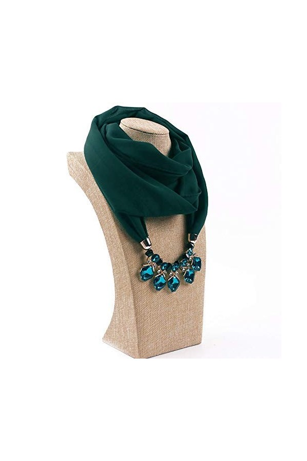 NYKK Châle Bijoux Pendentifs Colliers Écharpe Solide Chiffon Hijab Perles Bijoux Circular Pendentif Écharpe Femmes Décoratifs