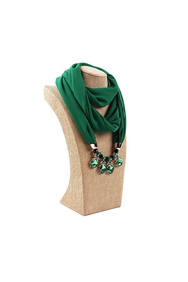 NYKK Châle Bijoux Pendentifs Colliers Écharpe Solide Chiffon Hijab Perles Bijoux Circular Pendentif Écharpe Femmes Décoratifs