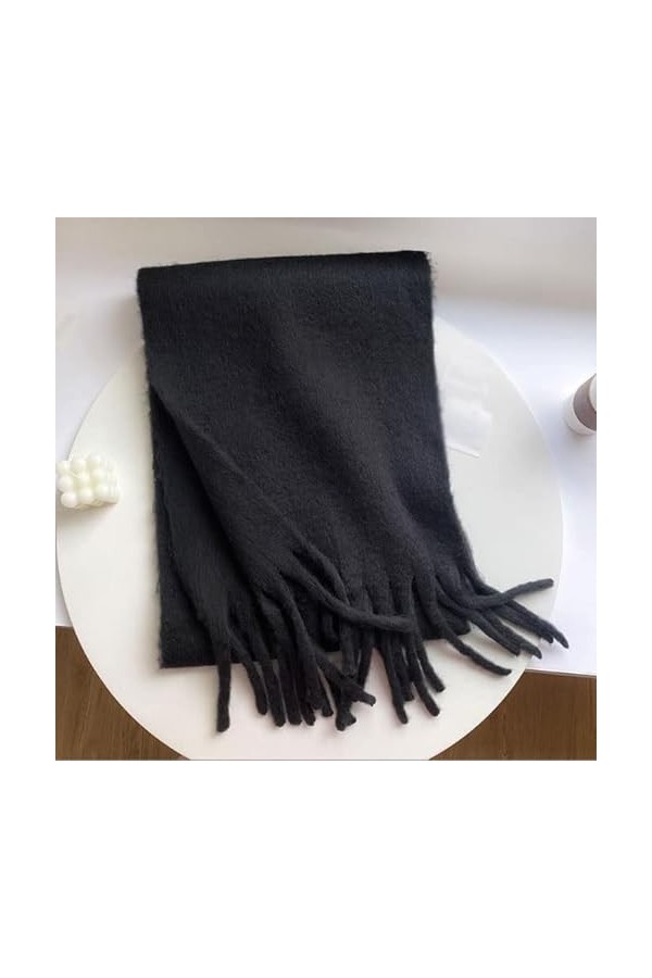 BREWIX Écharpe dhiver, Lady Warm Tassel Étudiants Polyvalents Femmes Solide Version Coréenne Bonbons Hijab Foulards Foulard 