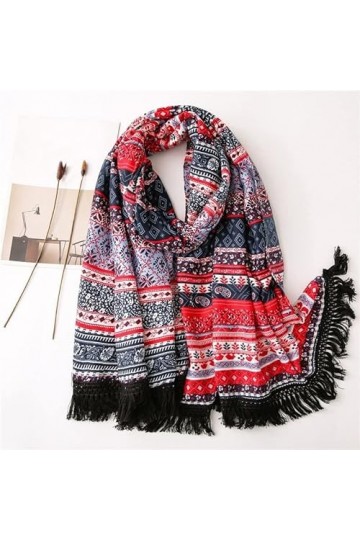 BREWIX Automne Hiver Mode Wraps Hijab Chaud, Femmes Imprimer Musulman Coton Châle Ethnique Floral Viscose Châle Écharpe Foula