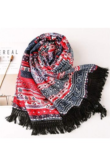 BREWIX Automne Hiver Mode Wraps Hijab Chaud, Femmes Imprimer Musulman Coton Châle Ethnique Floral Viscose Châle Écharpe Foula