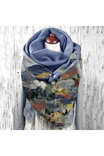 Yalych Femme Couverture écharpe Femmes écharpe Mode rétro Bouton Impression écharpe châle Foulards en Soie for Femmes Petit D