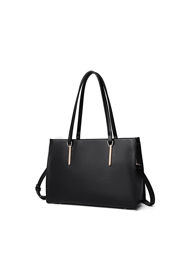 Miss Lulu Sac à bandoulière pour Femme - Grand Sac à Main élégant - en Cuir synthétique - Sac à bandoulière réglable, Noir, R