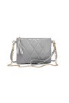 Miss Lulu Petit sac à bandoulière en cuir PU souple pour femme, gris, M