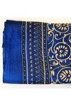 BEAT Foulard Femme 100% Soie Jaipur Design Collection Foulard 100 x 100 cm Bleu