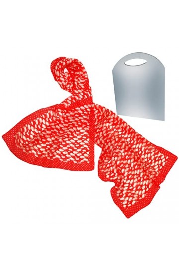 Foulard Femme 100% Soie Imprimé: BEAT Collection Design Scarf 50 x 180 cm Rouge