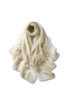 LumiSyne Foulard Soie De Mûrier Femme Écharpe En Mousseline Tulle Transparent Avec Broderie Feuille Léger Doux Écharpe Longue