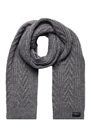 Superdry Cable Lux Scarf froissé, Gris mélangé, Taille Unique Femme