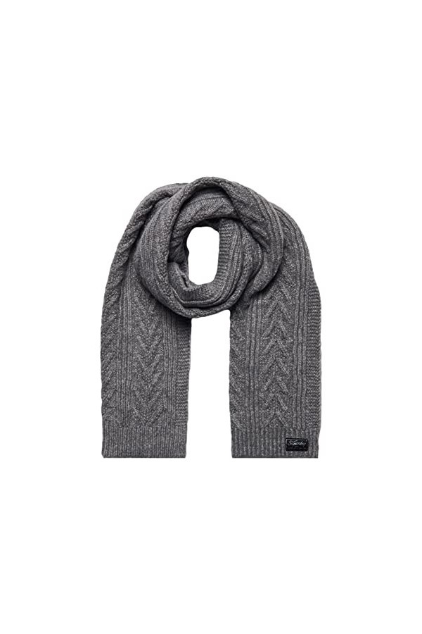 Superdry Cable Lux Scarf froissé, Gris mélangé, Taille Unique Femme