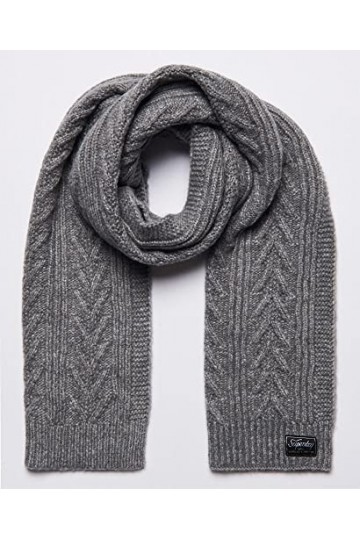 Superdry Cable Lux Scarf froissé, Gris mélangé, Taille Unique Femme