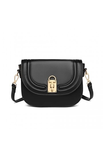 Miss Lulu Sacs à dos pour femmes Sac à selle avec fermeture à clé Sac à dos pour femmes Sac à main en cuir PU Noir 