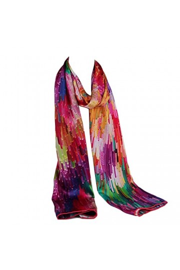 Lantra Besa Femme Châles Echarpes Etoles Foulards en Soie pour le Printemps Été et Automne Georgette Long Violet Multicolore 