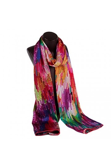Lantra Besa Femme Châles Echarpes Etoles Foulards en Soie pour le Printemps Été et Automne Georgette Long Violet Multicolore 