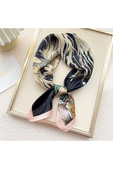BREWIX Foulard carré en Soie imprimée, 70 cm Cravate Châle Wraps Femmes Foulard en Satin Bande de Cheveux Foulards Foulard en