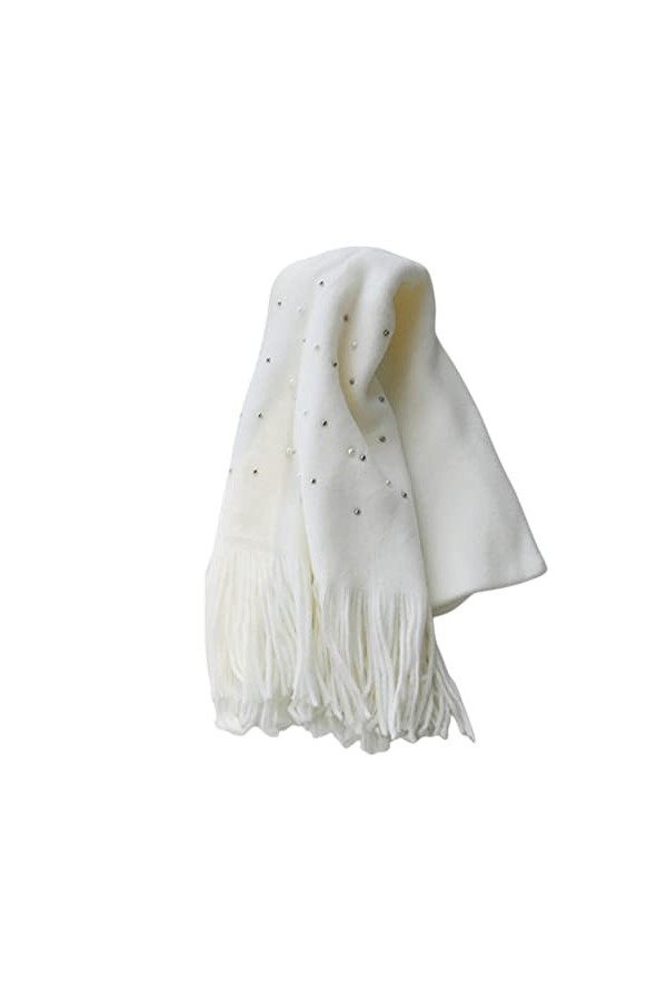 SUYGGCK Foulard Femmes Écharpes À Écharpes Molles Blanches Tricotées-Black Beige