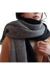 SUYGGCK Foulard Femmes Écharpes À Écharpes Molles Blanches Tricotées-Black Beige
