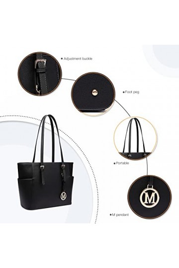 Miss Lulu Sac à main pour femme, sac à bandoulière, sac de travail daffaires, cuir synthétique, léger, grande capacité, un o