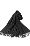 HIHELO Foulard dhiver solide et épais pour femme - Foulard chaud - Hijabs - Châles et écharpes - Bandana pompon
