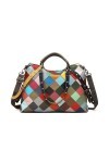 Miss Lulu Damen Tornistertaschen Umhängetasche, Multicolour Tote Henkeltaschen mit Rivet Nieten, Leder Top Handle Taschen Sho