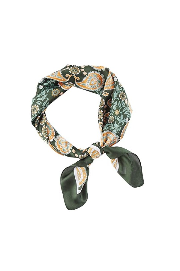 Foulard carré en soie pour homme et femme, Ssf70-12_dark Green, Taille M