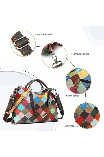 Miss Lulu Damen Tornistertaschen Umhängetasche, Multicolour Tote Henkeltaschen mit Rivet Nieten, Leder Top Handle Taschen Sho