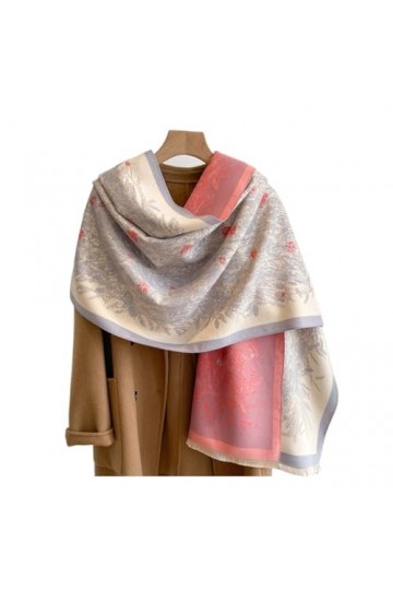 MOBAAK Echarpes Et Foulards Femme Écharpe Double Face Vintage Imprimé Fleur, Châle Sauvage Épais Pour Lautomne Et Lhiver Fo