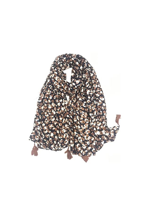 SOCUY Echarpe Châle Foulard Etole Écharpes Châle Écharpe En Lin De Coton Léopard Doux Et Léger Avec Châle À Glands Écharpe Fo