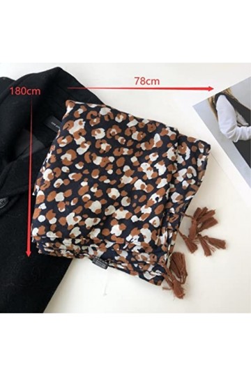 SOCUY Echarpe Châle Foulard Etole Écharpes Châle Écharpe En Lin De Coton Léopard Doux Et Léger Avec Châle À Glands Écharpe Fo