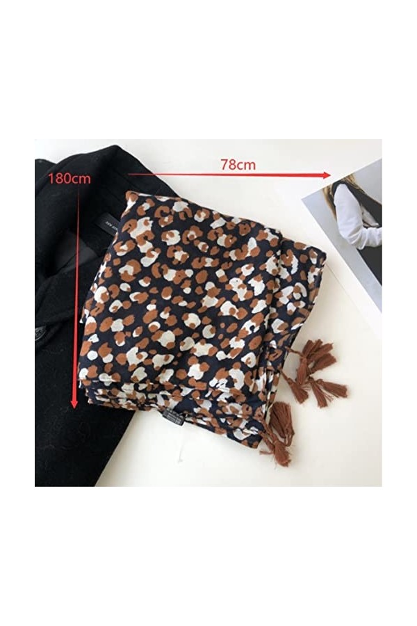 SOCUY Echarpe Châle Foulard Etole Écharpes Châle Écharpe En Lin De Coton Léopard Doux Et Léger Avec Châle À Glands Écharpe Fo