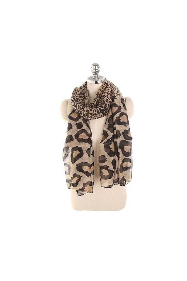 NEHHDC Foulard Écharpe Femmes Fil Léopard Écharpes Femmes Mode Écharpe Femme Mince Écharpes Léopard Écharpe Foulards Châle Et