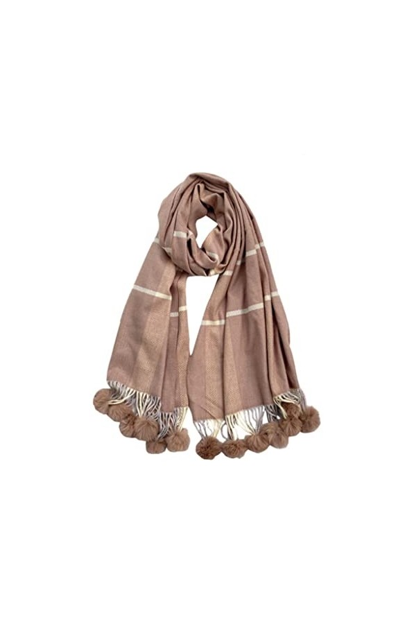 Echarpe Châle Foulard Etole Écharpe de cachemire de cachemire à lhiver chaude avec boule de fourrure de lapin Double face He