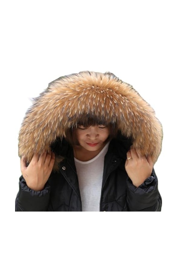 Véritable col de fourrure femmes cache-cou fourrure écharpe ferme surélevée fourrure de raton laveur colliers cou Wraps capuc