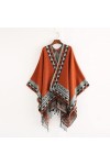 UKKO Foulard Imitation Cachemire Dames Rétro Tassel Cloak Écharpe Hiver Chaleur Châle Écharpe Femme Tricoté Douce Épaisse Cou