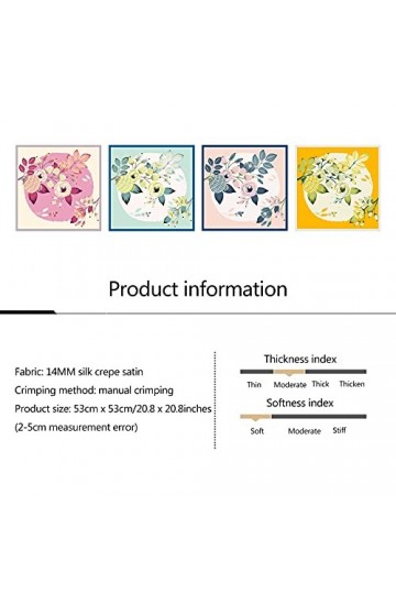 SHHMA Foulard Carré Echarpes Et Foulards Femme Châles Écharpes Convient Aux Accessoires De Sac À Main, Longueur De Côté 55 Cm