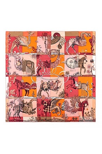 ZAOPP Foulard de Soie en Soie en sergé Manuelle Manuelle Faunière Ancienne Beast Square Foulards Foulards Femme Wrap Bandana 