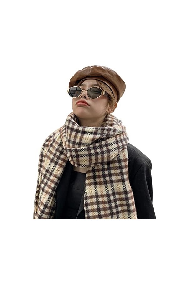 Bysonglezai Foulard Femme Echarpe Écharpe Châle Homme Foulards Écharpe À Carreaux en Cachemire Contrastée De Style Coréen pou