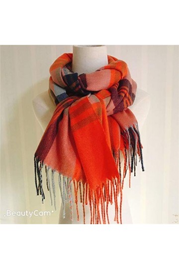 Femme Écharpe Jaune Plaid Hiver Foulard Hiver Châle Femmes Laine Blends Poncho Wrap Femme Tippet Feole Foulards colorés de Fe