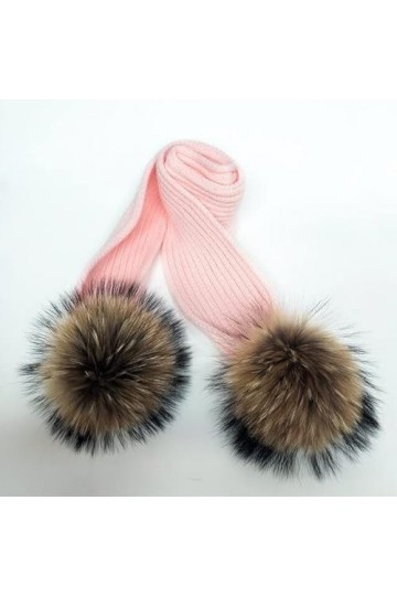 LvSenLin Femmes Écharpe d’hiverfourrure Pompon Foulards Épais Bandeau Chaud Châles Dames Enveloppes Couverture Ensemble Foula