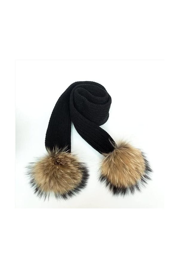 LvSenLin Femmes Écharpe d’hiverfourrure Pompon Foulards Épais Bandeau Chaud Châles Dames Enveloppes Couverture Ensemble Foula