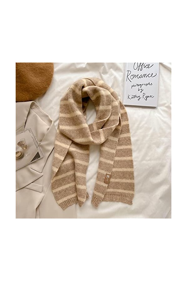Bysonglezai Mode Skinny Femmes EcharpeTricotée Élastique Hiver Chaud Neckerchief Femme Rayée Décorer Foulard Étoles WYD32-4