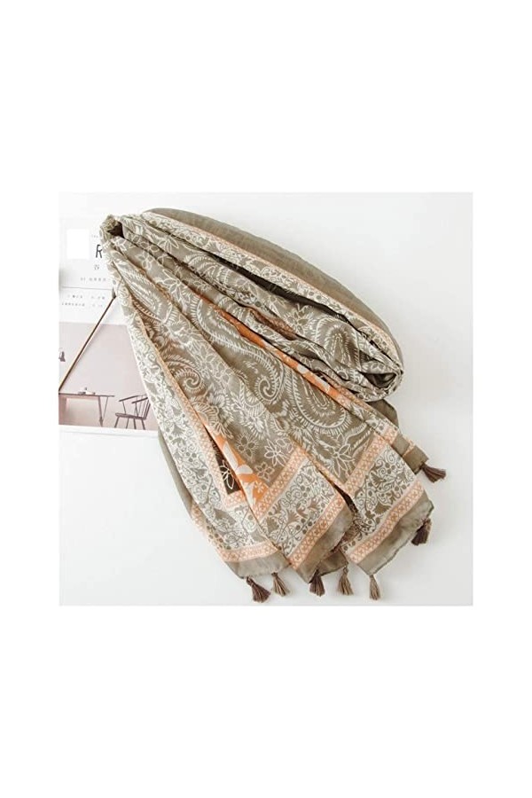 AQUETI Echarpes Écharpe Dame écharpe Automne Hiver Mode Chaud Coton Soie Foulards Femmes Impression Plage châle Châle Blue :