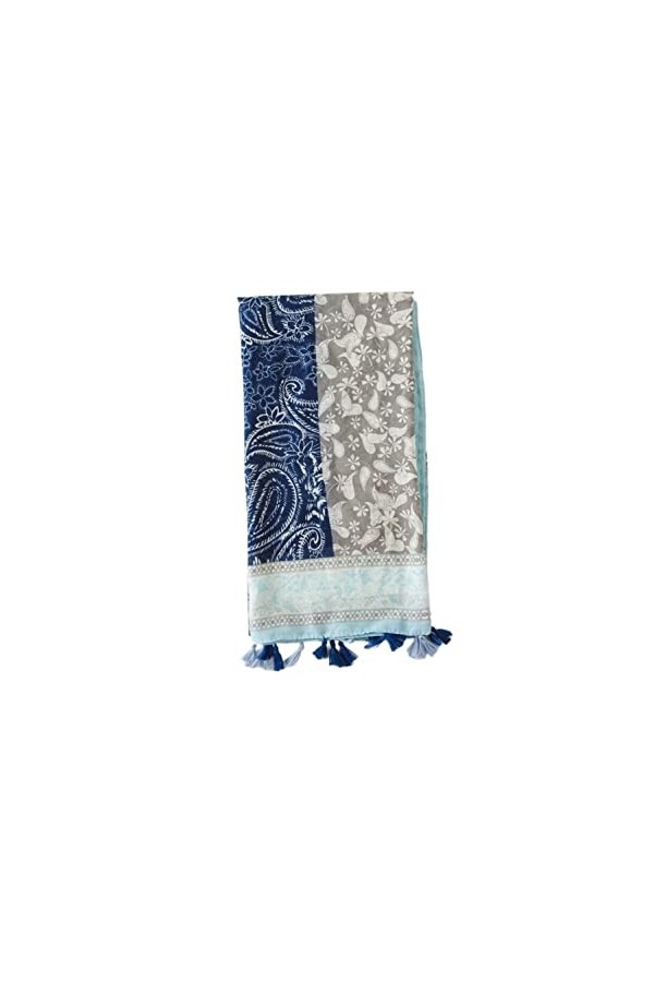 AQUETI Echarpes Écharpe Dame écharpe Automne Hiver Mode Chaud Coton Soie Foulards Femmes Impression Plage châle Châle Blue :