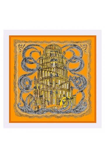 ZAOPP Foulard en Soie Twill Femmes Châles Sky Building Imprimer Imprimé Stues Bandana Kerchief Hijab Square Square Echarpes C