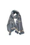 Foulard Femme Homme Écharpe de cachemire de cachemire à lhiver chaude avec boule de fourrure de lapin Double face Herringbon