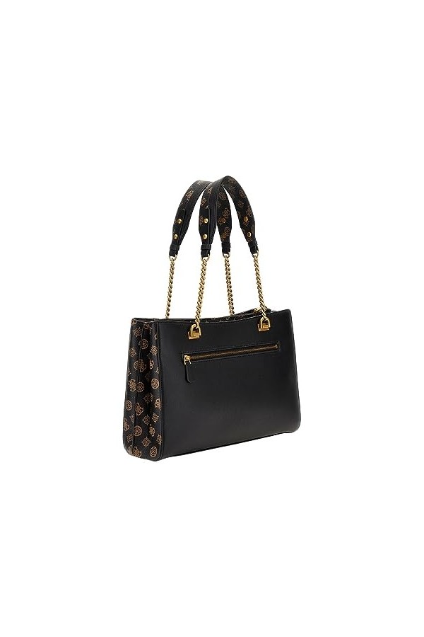 GUESS Fynna Girlfriend Satchel Carryall Black/Mocha Logo